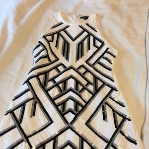 White sequins dress with black and silver details